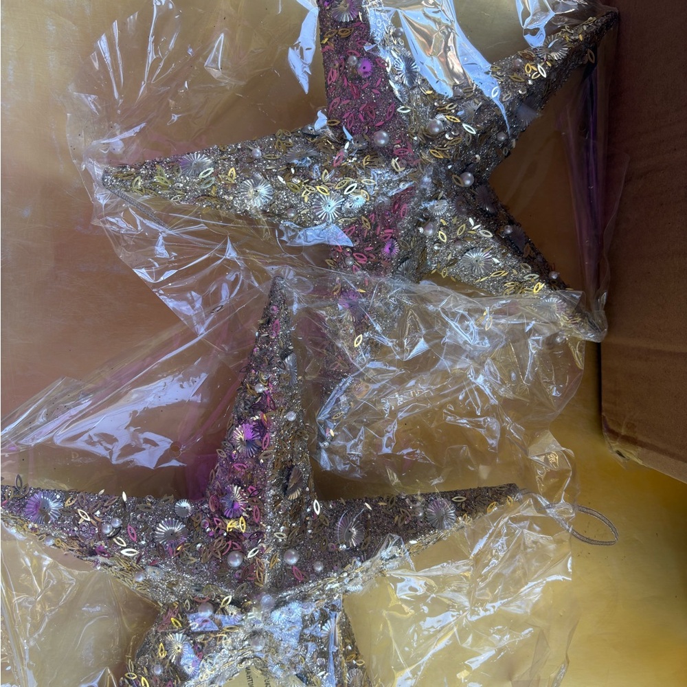 JCPenney Decorative Star Ornaments - Gold and Purple